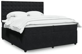 vidaXL Κρεβάτι Boxspring με Στρώμα Μαύρο 200x200 εκ. Βελούδινο