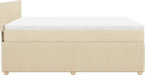 vidaXL Κρεβάτι Boxspring με Στρώμα Κρεμ 140x190 εκ. Υφασμάτινο