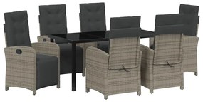 vidaXL Σέτ φαγητού για κήπο 7 pcs Γκρι συνθετικό ρατάν