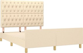 vidaXL Σκελετός Κρεβατιού Χωρίς Στρώμα Κρεμ 140x190 εκ. Υφασμάτινο