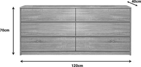 Συρταριέρα Kuanger pakoworld mdf σε φυσική απόχρωση 120x40x70εκ