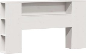 vidaXL Κρεβάτι Βιβλιοθήκη Χωρίς Στρώμα Λευκό 135x190 εκ Μασίφ Πεύκο