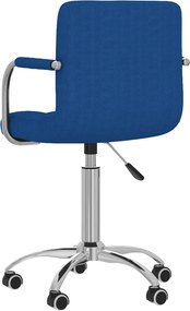 vidaXL Καρέκλα Τραπεζαρίας Περιστρεφόμενη Μπλε Υφασμάτινη