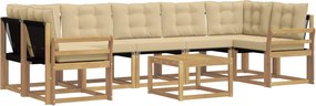 vidaXL Σειρά Καναπέ Εξωτερικού με μαξιλάρι 8 pcs Λευκό και Μπεζ