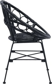 vidaXL Καρέκλα τραπεζαρίας 2 pcs Καλάμι και Σίδερο Μαύρο
