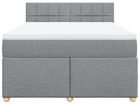 Κρεβάτι Boxspring με Στρώμα Ανοιχτό Γκρι 140x200 εκ. Υφασμάτινο - Γκρι