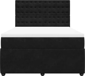 vidaXL Κρεβάτι Boxspring με Στρώμα Μαύρο 140x190 εκ. Βελούδινο