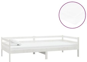 vidaXL Καναπές Κρεβάτι με Στρώμα 90 x 200 εκ. Λευκό Μασίφ Ξύλο Πεύκου