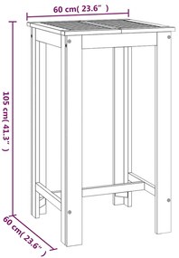 vidaXL Τραπέζι Μπαρ Κήπου 60 x 60 x 105 εκ. από Μασίφ Ξύλο Ακακίας