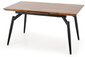 Τραπέζι Houston 602, Δρυς, Μαύρο, 74x80x140cm, 44 kg, Επιμήκυνση, Ινοσανίδες μέσης πυκνότητας, Μέταλλο | Epipla1.gr