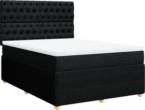 vidaXL Κρεβάτι Boxspring με Στρώμα Μαύρο 140x190 εκ. Υφασμάτινο