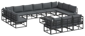 vidaXL Σετ Καναπέ Κήπου 14 pcs Μαύρο 70 x 70 x 32 εκ Αλουμίνιο