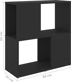 vidaXL Βιβλιοθήκη Μαύρη 60 x 24 x 63 εκ. από Επεξ. Ξύλο