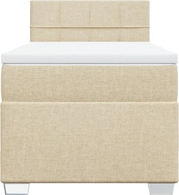 vidaXL Κρεβάτι Boxspring με Στρώμα Κρεμ 90x200 εκ.Υφασμάτινο