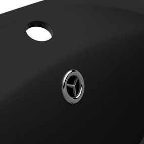 Νιπτήρας με Υπερχείλιση Οβάλ Μαύρο Ματ 58,5x39 εκ. Κεραμικός - Μαύρο
