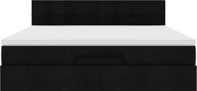 vidaXL Οθωμανικό κρεβάτι με στρώμα Μαύρο 180x200cm Ύφασμα