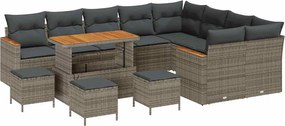 vidaXL Σετ Καναπέ Κήπου 13 pcs Γκρι συνθετικό ρατάν