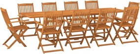 vidaXL Σετ Τραπεζαρίας Κήπου 11 Τεμαχίων 280x90x75 εκ. Μασίφ Ακακία