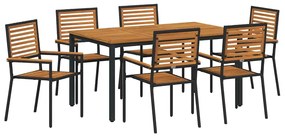 vidaXL Σέτ φαγητού για κήπο 7 pcs Μαύρο 150 x 90 x 75 cm