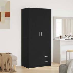 vidaXL Ντουλάπα Μαύρη Δρυς 80x52x180 εκ. Επεξεργασμένο Ξύλο