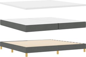 vidaXL LED Κρεβάτι με βάθρο Σκούρο Γκρι 200 x 200 cm ύφασμα