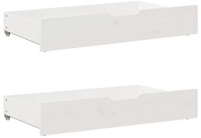 vidaXL Πλαίσιο Κρεβατιού Συρτάρια Λευκό 135x190 εκ. Μασίφ Ξύλο Πεύκου