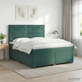 vidaXL Κρεβάτι box spring με στρώμα Σκούρο Πράσινο 140 x 190 cm