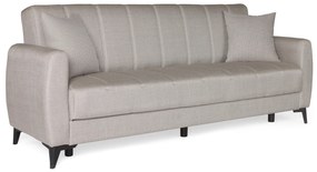 Καναπές-κρεβάτι με αποθηκευτικό χώρο τριθέσιος Milos μπεζ-γκρι ύφασμα 210x78x85