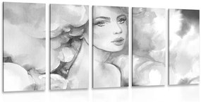 Γυναικείες γοητευτικές εικόνες 5 μερών σε ασπρόμαυρο σχέδιο - 200x100
