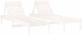 vidaXL Ξαπλώστρες 2 τεμ. Λευκές 199,5x60x74 εκ. από Μασίφ Ξύλο Πεύκου