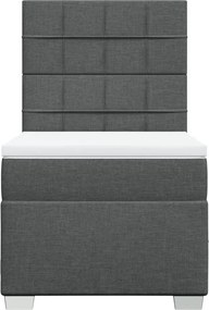 vidaXL Κρεβάτι Boxspring με Στρώμα Σκούρο Γκρι 100x200 εκ. Υφασμάτινο