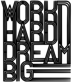 Διακοσμητικό Τοίχου Work Hard Dream Big 891TNL3368 46x55cm Black Wallity Μέταλλο