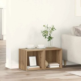 vidaXL Ντουλάπι TV 2 pcs Καφέ 37 x 35 x 37 εκ Επεξεργασμένο ξύλο