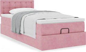 vidaXL Οθωμανικό κρεβάτι με στρώμα ροζ 100x200cm Velvet