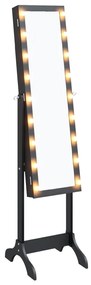 vidaXL Καθρέφτης Επιδαπέδιος με LED Μαύρος 34 x 37 x 146 εκ.