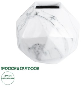 GloboStar® Artificial Garden BRIXTON 20784 Επιδαπέδιο Πολυεστερικό Τσιμεντένιο Κασπώ Γλάστρα - Flower Pot Λευκό Μ30 x Π30 x Υ30cm