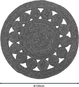 Χαλί Lopzerc Inart φυσικό σχοινί Φ100x2εκ 100x100x2 εκ.