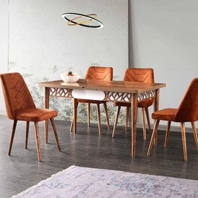 Τραπέζι Επεκτεινόμενο Mira 974NMB1826 130/165x80x75cm Walnut-White Plastic,Chipboard