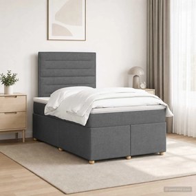 vidaXL Κρεβάτι box spring με στρώμα Σκούρο Γκρι 120 x 200 cm Ύφασμα