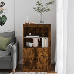 vidaXL Nτουλάπι Βοηθητικό με Φώτα LED Καπνιστή Δρυς Επεξεργασμένο Ξύλο