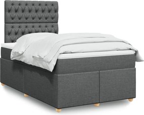 vidaXL Κρεβάτι Boxspring με Στρώμα Σκούρο Γκρι 120x190 εκ Υφασμάτινο