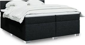 vidaXL Κρεβάτι Boxspring με Στρώμα Μαύρο 200x200 εκ. Υφασμάτινο
