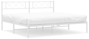 Πλαίσιο Κρεβατιού με Κεφαλάρι Λευκό 180x200 εκ. Μεταλλικό - Λευκό