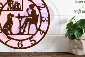 Σετ των 2 Intra απο ξύλο plywood 3mm-4mm πάχος - Dog Friendly Cafe Ρολόι τοίχου με λέιζερ Δίασταση 30x20 cm INTRAFABR-122284799