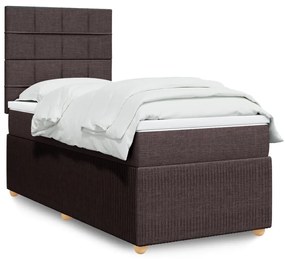 vidaXL Κρεβάτι Boxspring με Στρώμα Σκούρο Καφέ 80x200 εκ. Υφασμάτινο