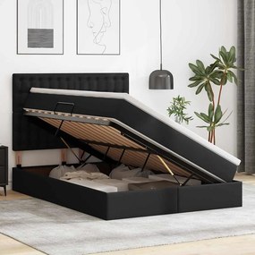 vidaXL Κρεβάτι Αποθήκης με κεφαλάρι Μαύρο 140 x 200 cm Τεχνητό Δέρμα