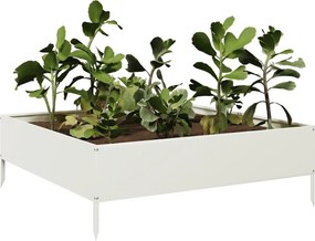 vidaXL Ζαρντινιέρα Υπερυψωμένη Λευκό 100x100x33,5 εκ. Ατσάλι