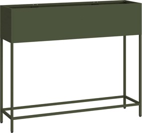 vidaXL Υψωμένη Γλάστρα Κήπου Λαδί 100 x 26 x 82 εκ Ατσάλι