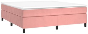 vidaXL Κρεβάτι Boxspring με Στρώμα Ροζ 200x200 εκ. Βελούδινο