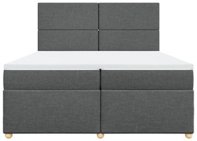 vidaXL Κρεβάτι Boxspring με Στρώμα Σκούρο Γκρι 200x200 εκ. Υφασμάτινο